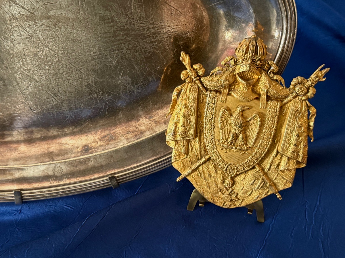 PLAT  AUX  ARMES  DU  RÉGIMENT   DES  GUIDES  DE   LA  GARDE  IMPÉRIALE  NAPOLÉON  III  19 ÈME -photo-2