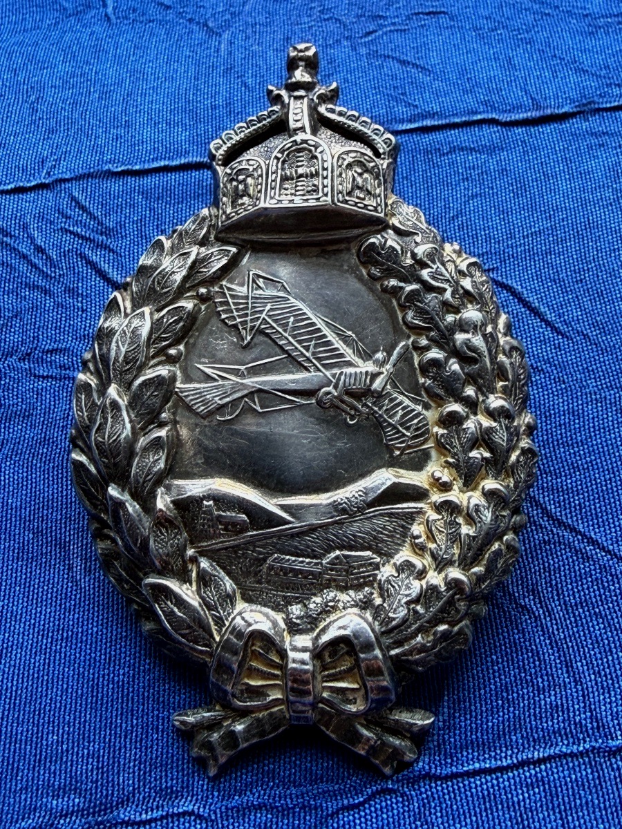 Prussian Pilot's Badge, Model 1913, Solid Silver, Manufactured By Junker, Ww1, 20th-photo-4