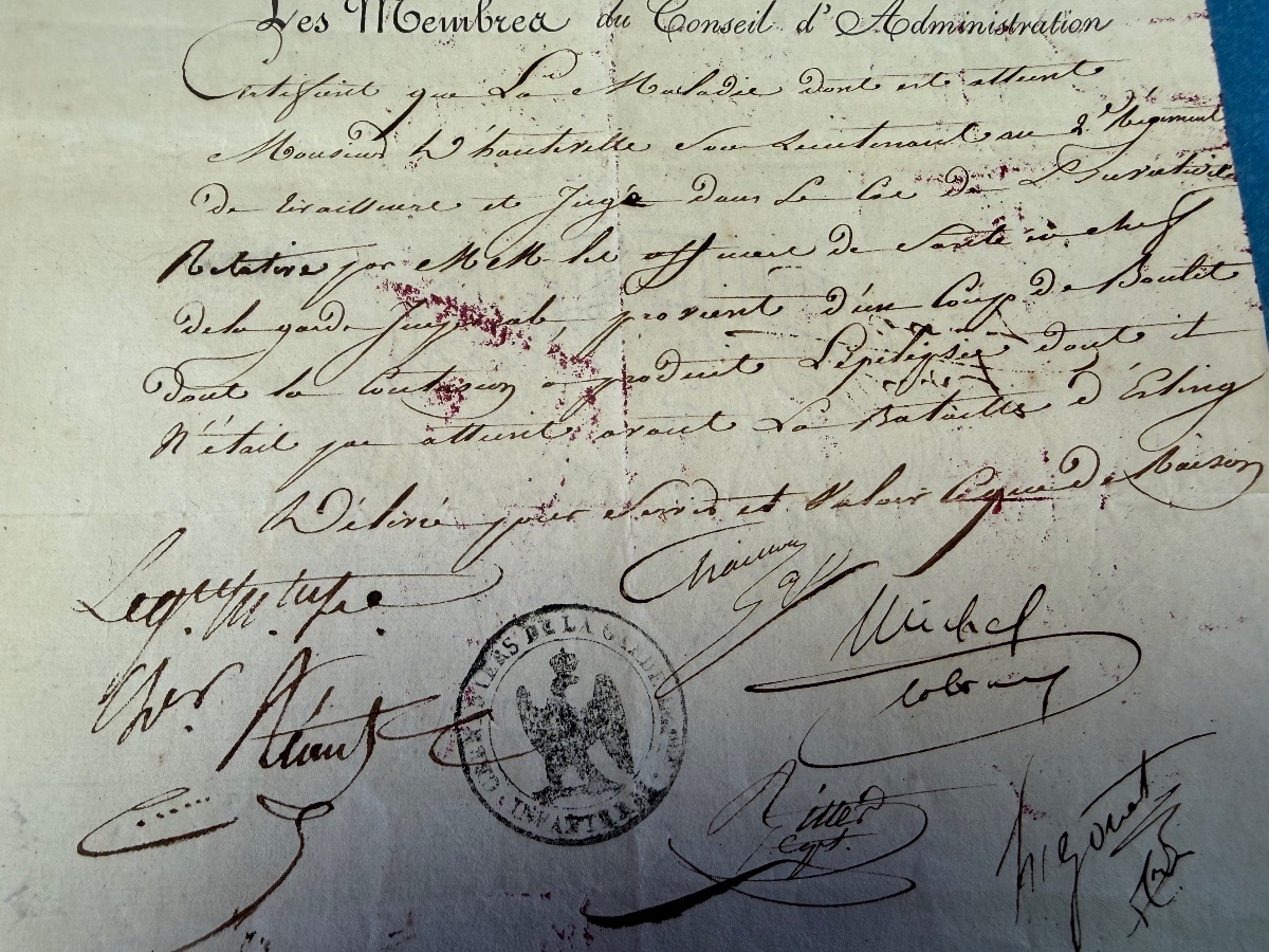 CERTIFICAT DE BLESSURE  DU CORPS DES GRENADIERS A PIED  DE LA GARDE IMPÉRIALE  1ER EMPIRE 1812 -photo-4