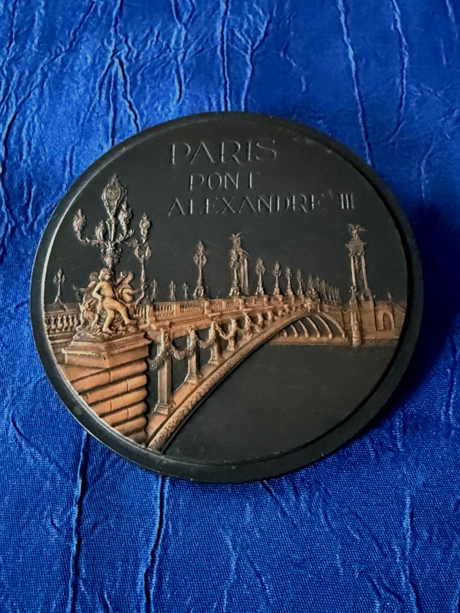 Medal Commemorating The Construction Of The Alexandre III Bridge In Paris In 1900 No. 21 / 100-photo-3