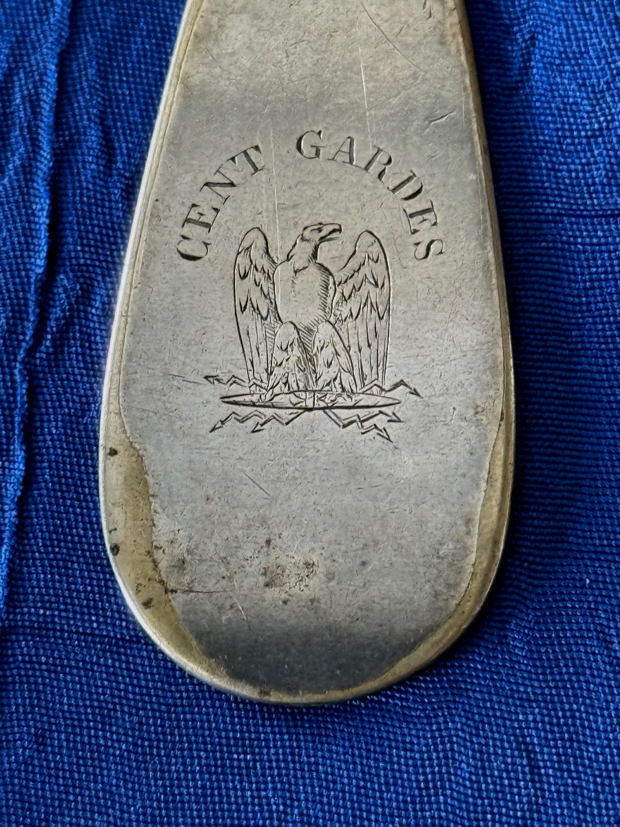 COUVERTS EN MÉTAL ARGENTÉ  POUR LE MESS DE L'ESCADRON DES CENT GARDES   NAPOLÉON III 19 ÈME -photo-3