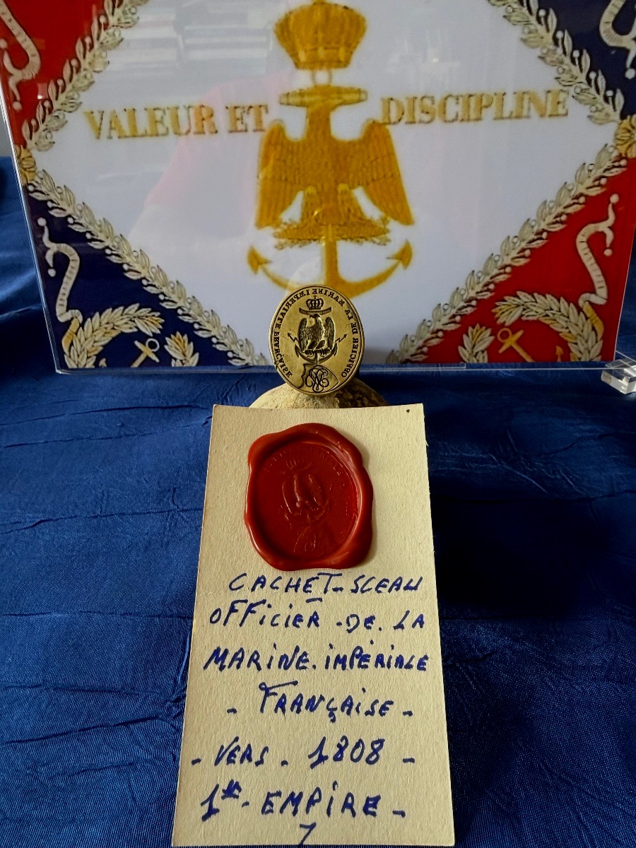 CACHET/ SCEAU D' UN OFFICIER SUPÉRIEUR  DE LA MARINE IMPÉRIALE  1ER EMPIRE  19 ÈME -photo-8