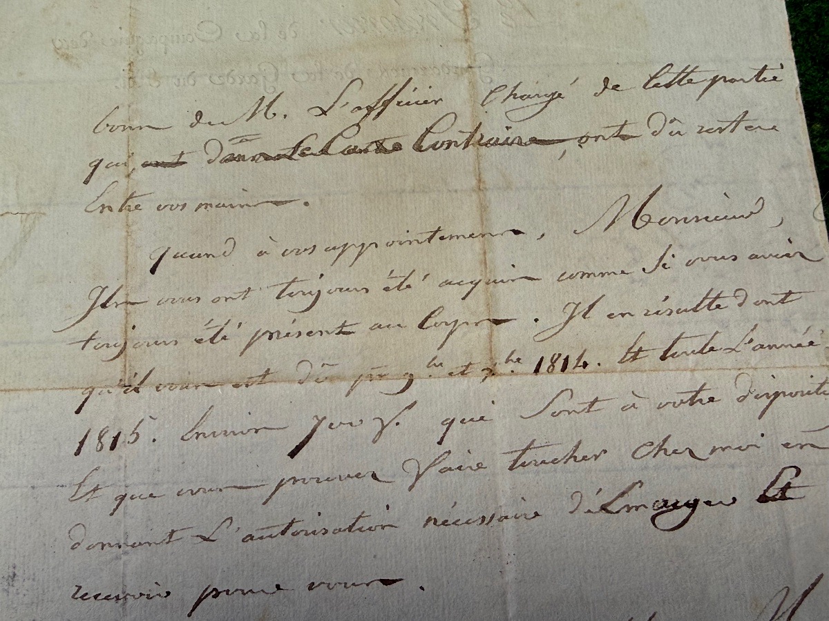 " RENSEIGNEMENTS   REQUIS " TRÉSORIER  DE LA COMPAGNIE  DES GENDARMES DE LA GARDE DU ROI  1816 -photo-4