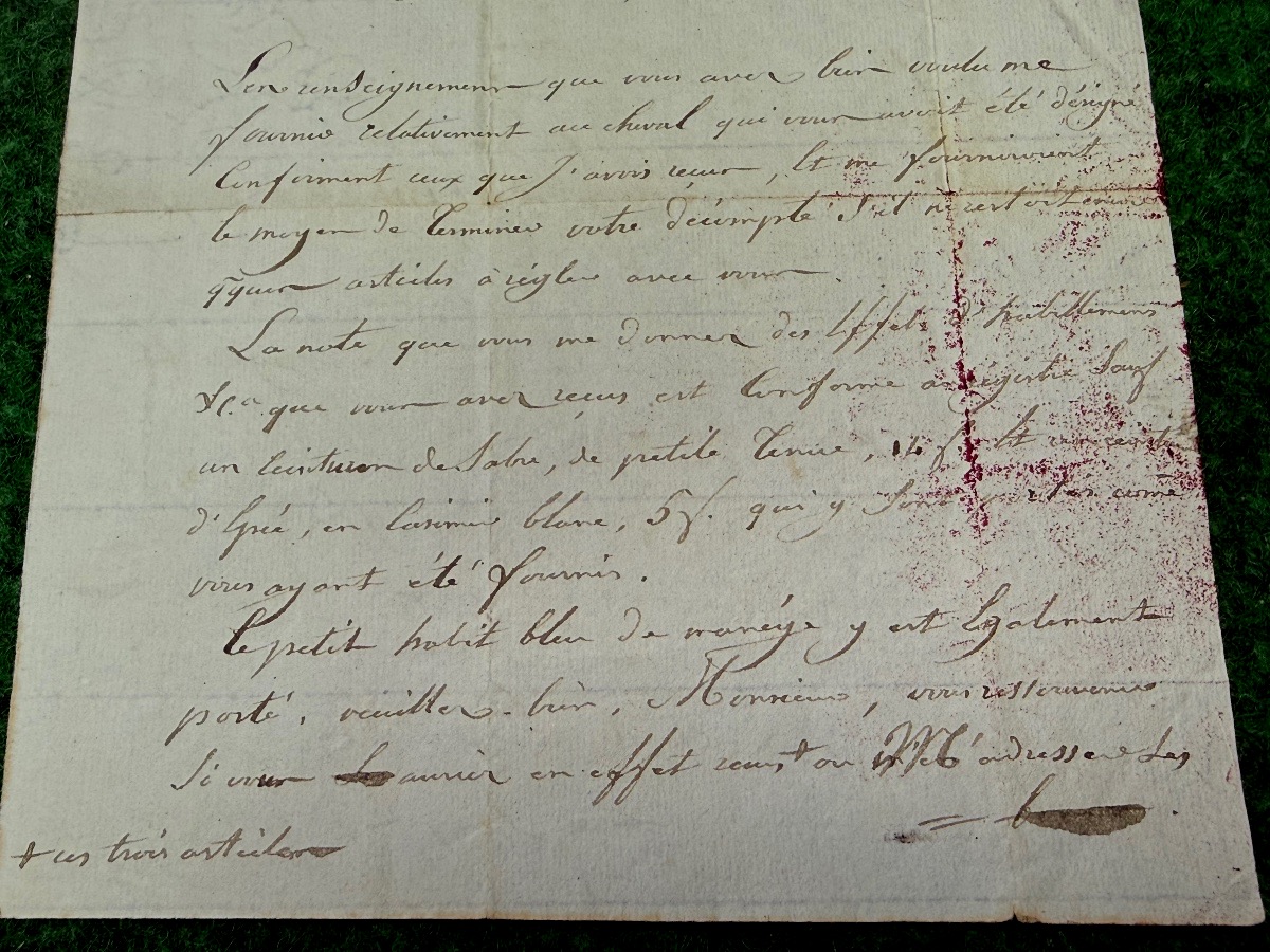 " RENSEIGNEMENTS   REQUIS " TRÉSORIER  DE LA COMPAGNIE  DES GENDARMES DE LA GARDE DU ROI  1816 -photo-2
