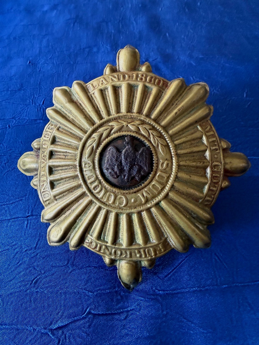 PLAQUE  DE  CASQUE  OFFICIER DE  LA  GARDE  PRUSSIENNE  MODÈLE  1867  19 ÈME -photo-2