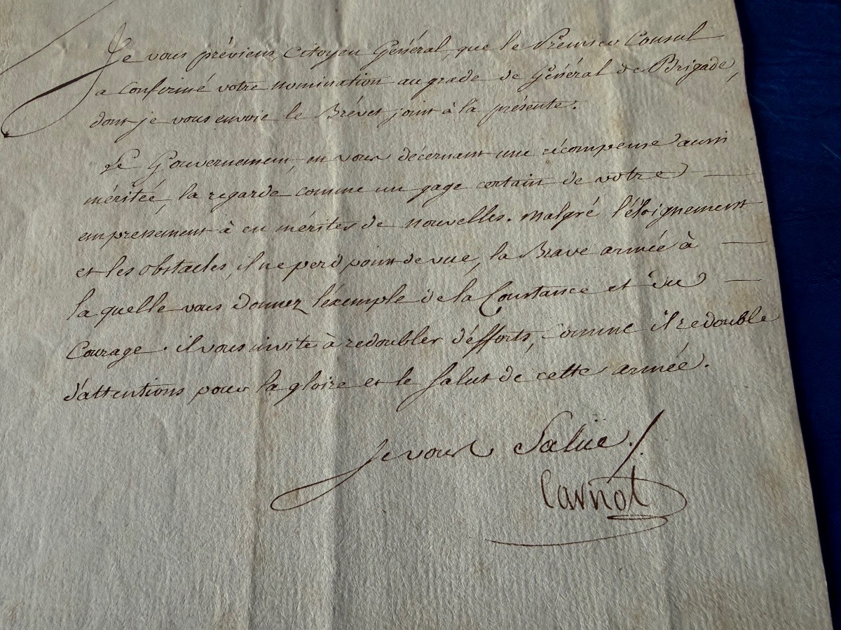 Letter Of Appointment For Brigadier General Bertrand, Signed By Carnot, Minister, In 1800-photo-4