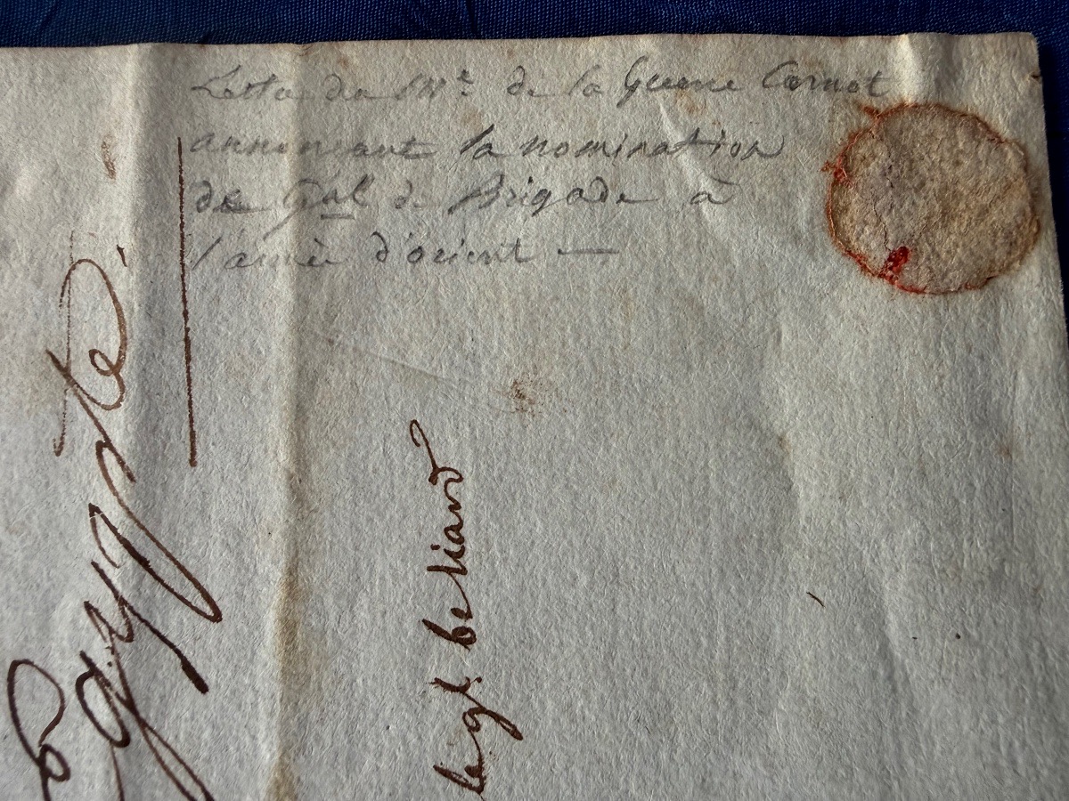 Letter Of Appointment For Brigadier General Bertrand, Signed By Carnot, Minister, In 1800-photo-2