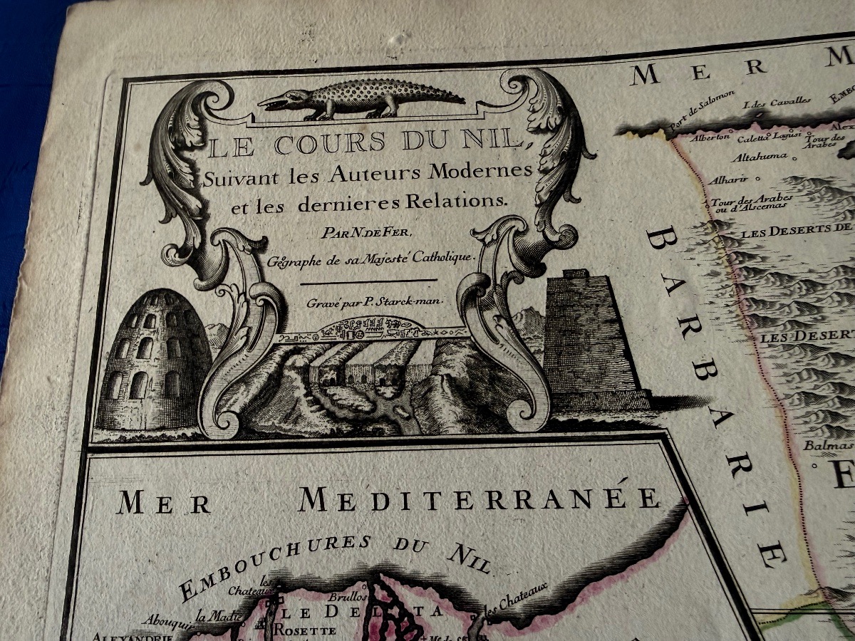 ÉGYPTE CARTE ANCIENNE ET ORIGINALE   "LE COURS DU NIL "  DE NICOLAS DE FER   A  PARIS  1720-photo-2