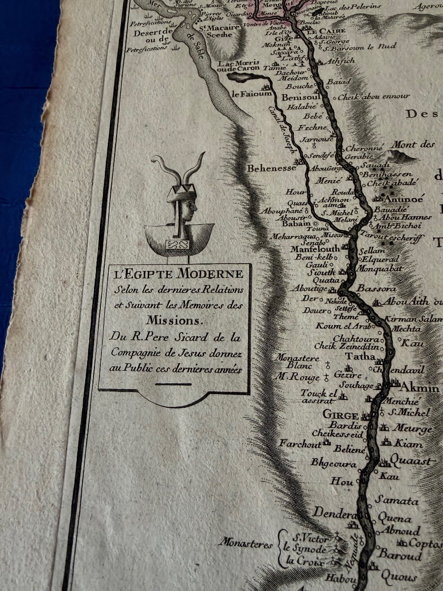 ÉGYPTE CARTE ANCIENNE ET ORIGINALE   "LE COURS DU NIL "  DE NICOLAS DE FER   A  PARIS  1720-photo-4