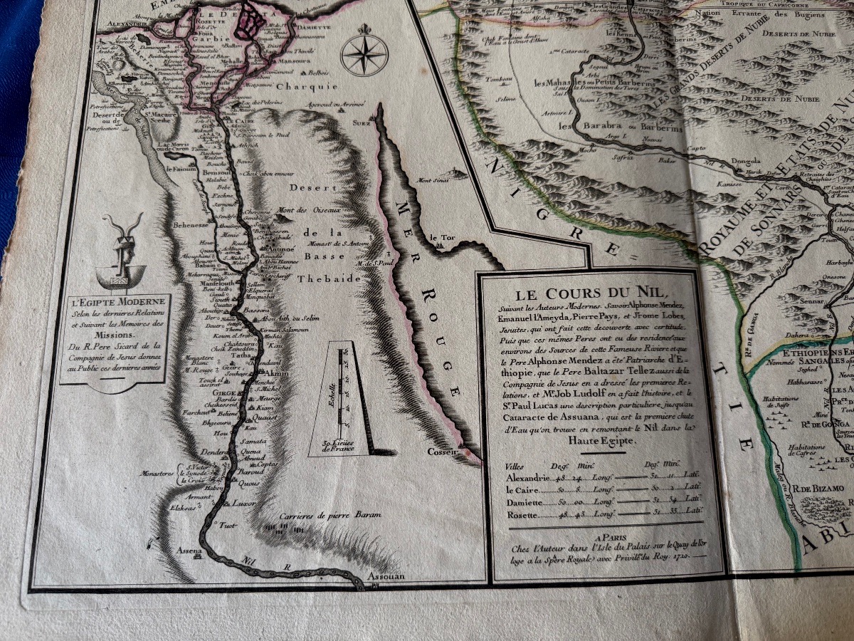 ÉGYPTE CARTE ANCIENNE ET ORIGINALE   "LE COURS DU NIL "  DE NICOLAS DE FER   A  PARIS  1720-photo-1