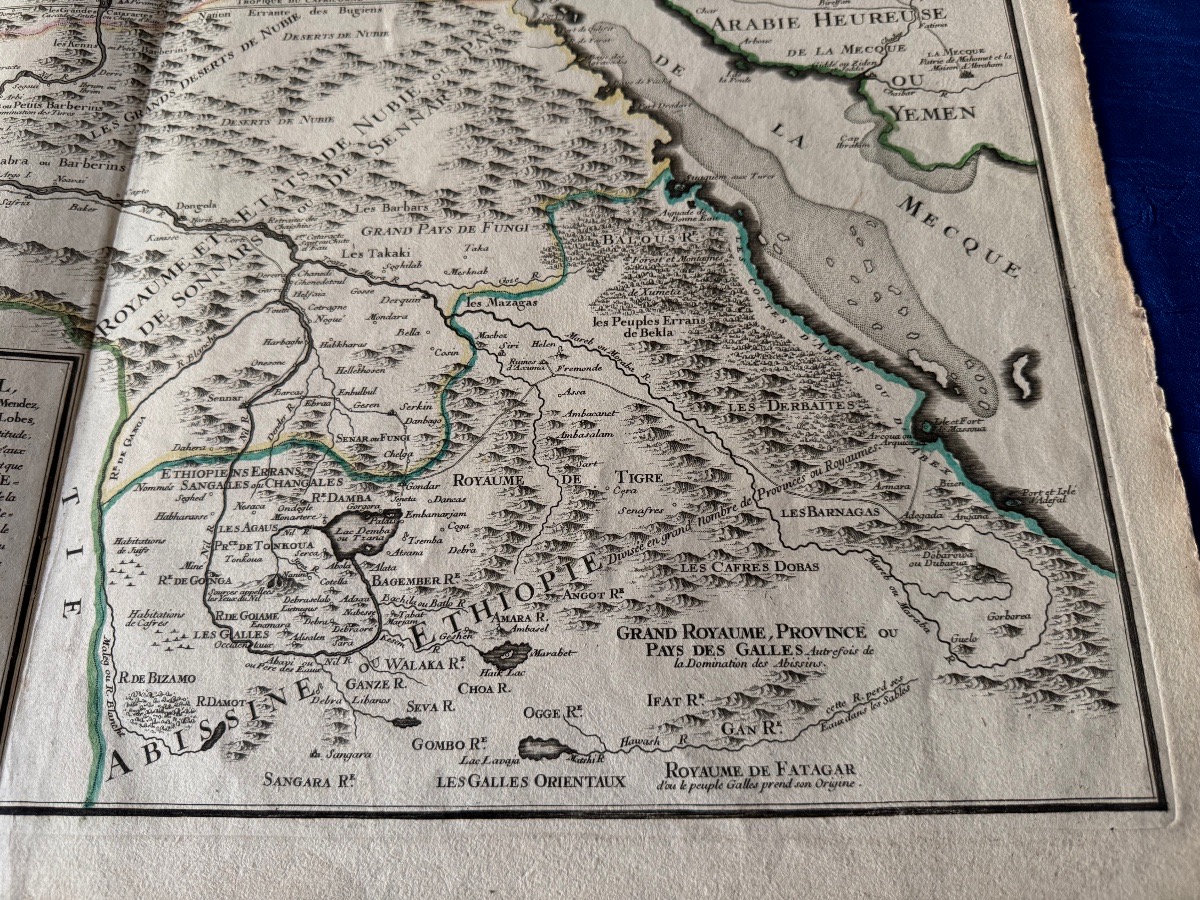 ÉGYPTE CARTE ANCIENNE ET ORIGINALE   "LE COURS DU NIL "  DE NICOLAS DE FER   A  PARIS  1720-photo-3