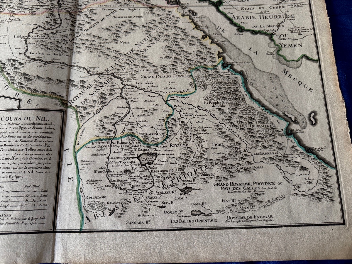 ÉGYPTE CARTE ANCIENNE ET ORIGINALE   "LE COURS DU NIL "  DE NICOLAS DE FER   A  PARIS  1720-photo-5
