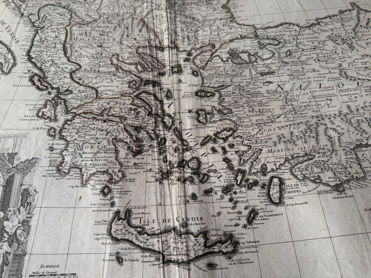 CARTE ANCIENNE DE LA GRÈCE  PAR  G. DE L'ISLE   A PARIS   SEPTEMBRE  1707  18 ÈME -photo-3