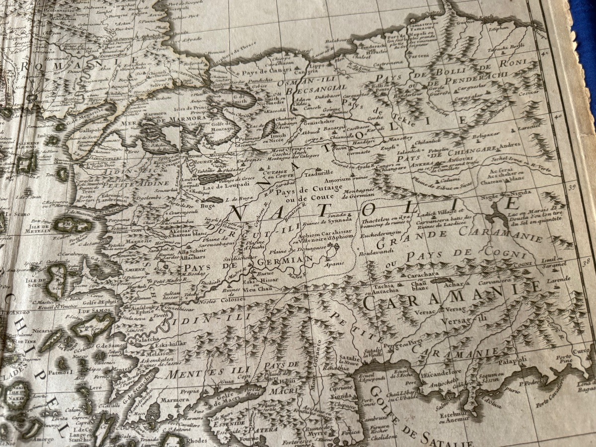 CARTE ANCIENNE DE LA GRÈCE  PAR  G. DE L'ISLE   A PARIS   SEPTEMBRE  1707  18 ÈME -photo-1