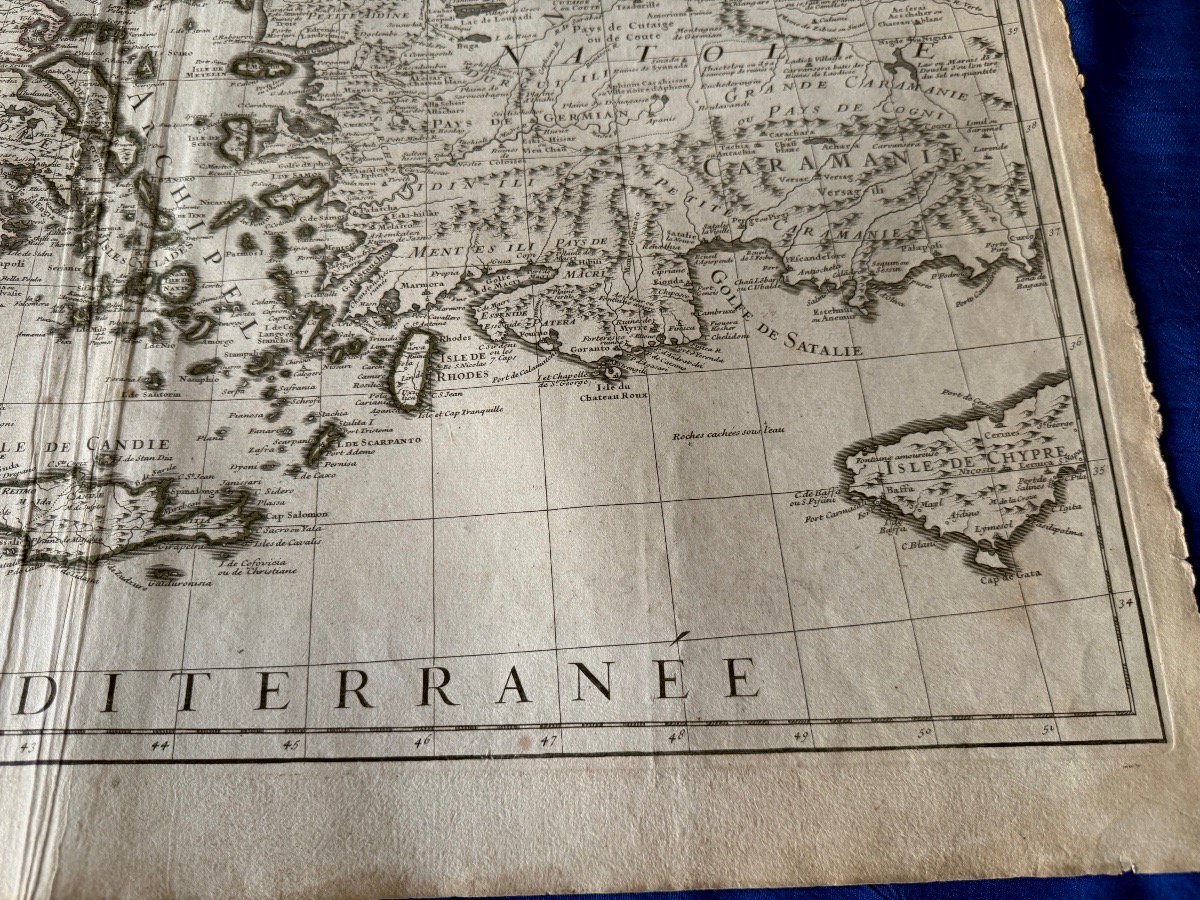 CARTE ANCIENNE DE LA GRÈCE  PAR  G. DE L'ISLE   A PARIS   SEPTEMBRE  1707  18 ÈME -photo-2