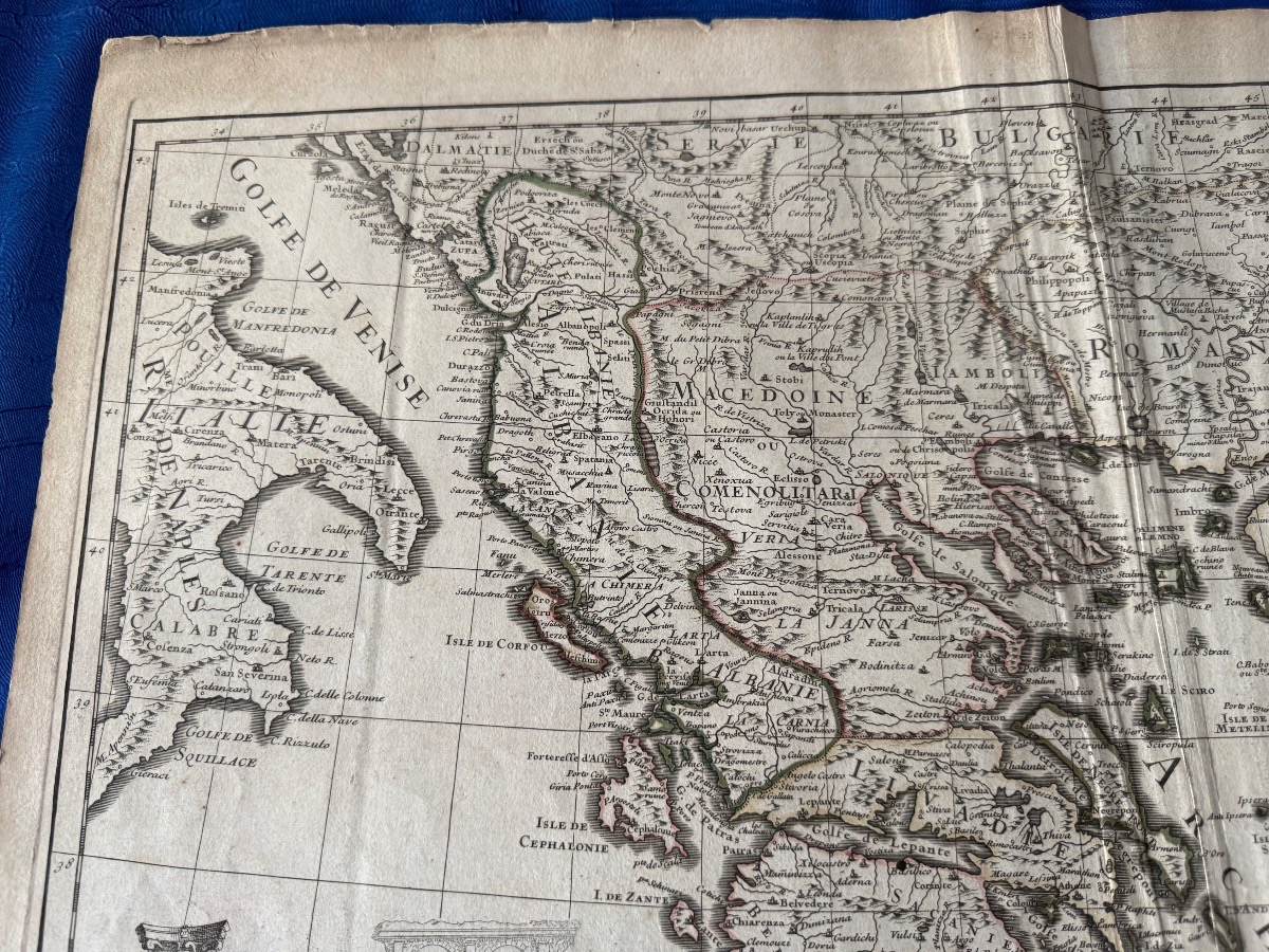 CARTE ANCIENNE DE LA GRÈCE  PAR  G. DE L'ISLE   A PARIS   SEPTEMBRE  1707  18 ÈME -photo-3