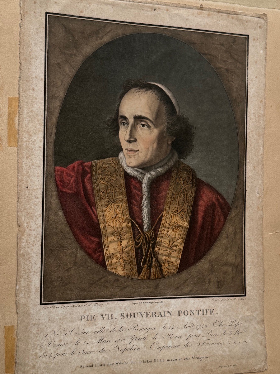 ESTAMPE  DU PAPE  PIE  VII   COURONEMENT DE  NAPOLÉON  1804 / 1805 19 ÈME -photo-3