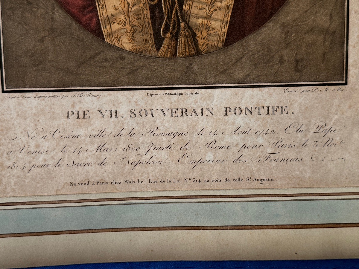 ESTAMPE  DU PAPE  PIE  VII   COURONEMENT DE  NAPOLÉON  1804 / 1805 19 ÈME -photo-4