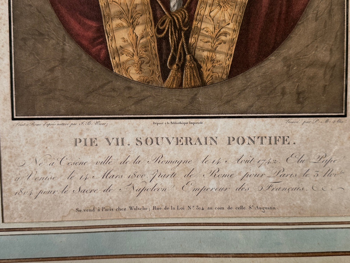 ESTAMPE  DU PAPE  PIE  VII   COURONEMENT DE  NAPOLÉON  1804 / 1805 19 ÈME -photo-5