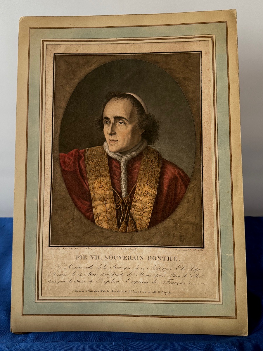 ESTAMPE  DU PAPE  PIE  VII   COURONEMENT DE  NAPOLÉON  1804 / 1805 19 ÈME 