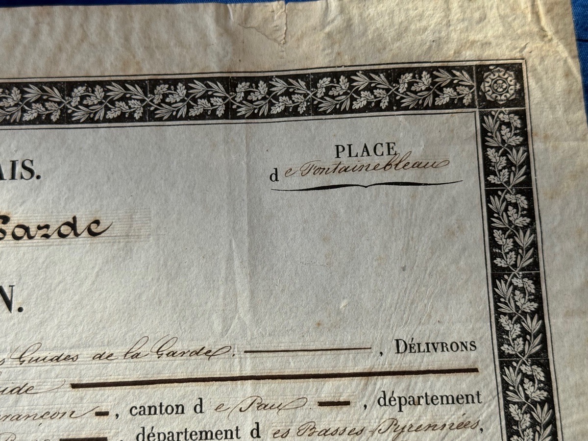 RÉGIMENT  DES  GUIDES DE LA GARDE  IMPÉRIALES " CONGÉ DE LIBÉRATION  "NAPOLÉON III 1864 19 ÈME -photo-1