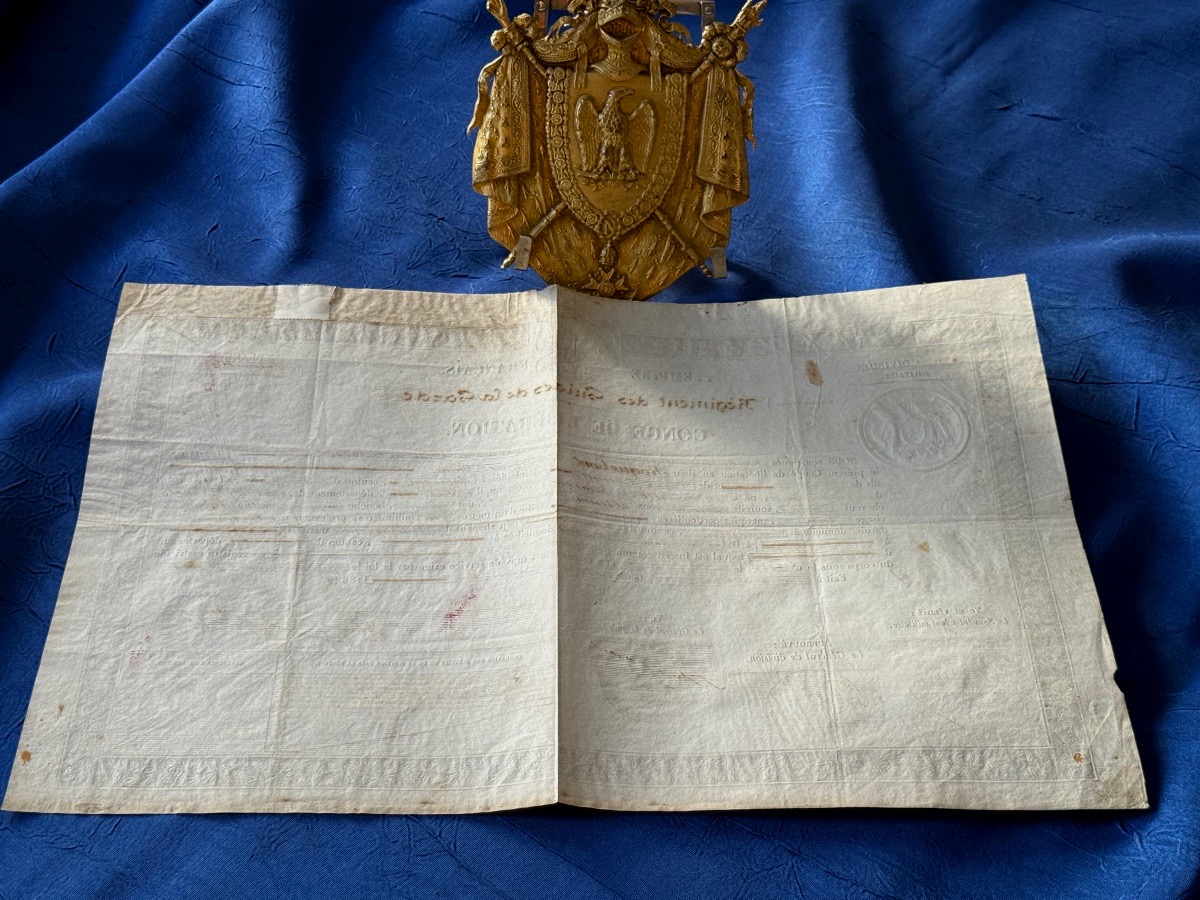 RÉGIMENT  DES  GUIDES DE LA GARDE  IMPÉRIALES " CONGÉ DE LIBÉRATION  "NAPOLÉON III 1864 19 ÈME -photo-2