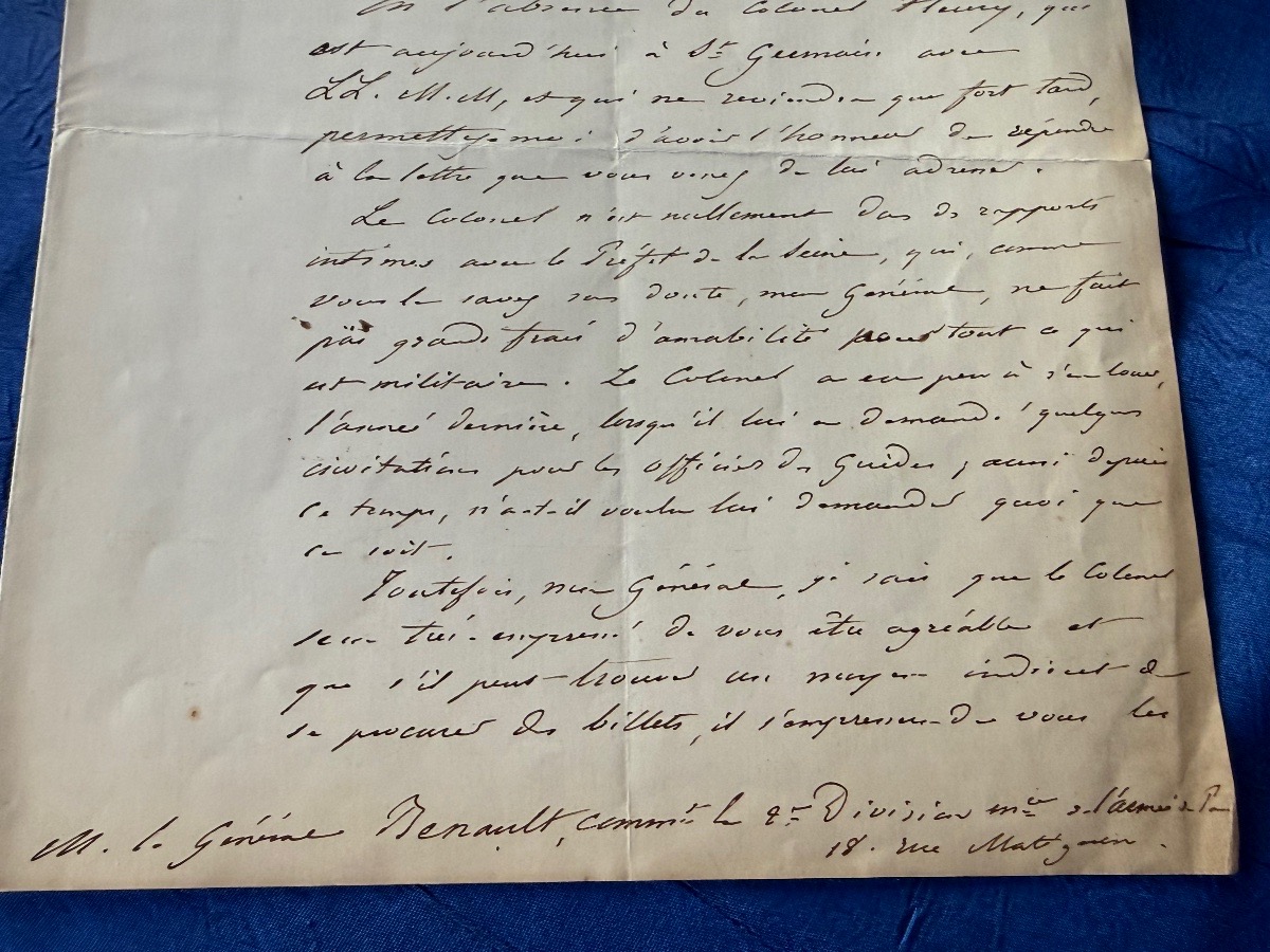 LETTRE DU CAPITAINE D'ÉTAT MAJOR  DU RÉGIMENT DES GUIDES DE LA GARDE IMPÉRIALE  NAPOLÉON  III -photo-1