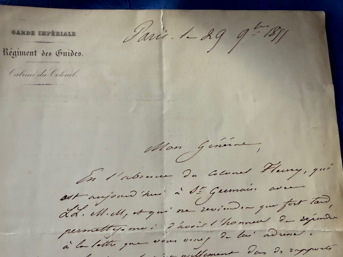 LETTRE DU CAPITAINE D'ÉTAT MAJOR  DU RÉGIMENT DES GUIDES DE LA GARDE IMPÉRIALE  NAPOLÉON  III -photo-2