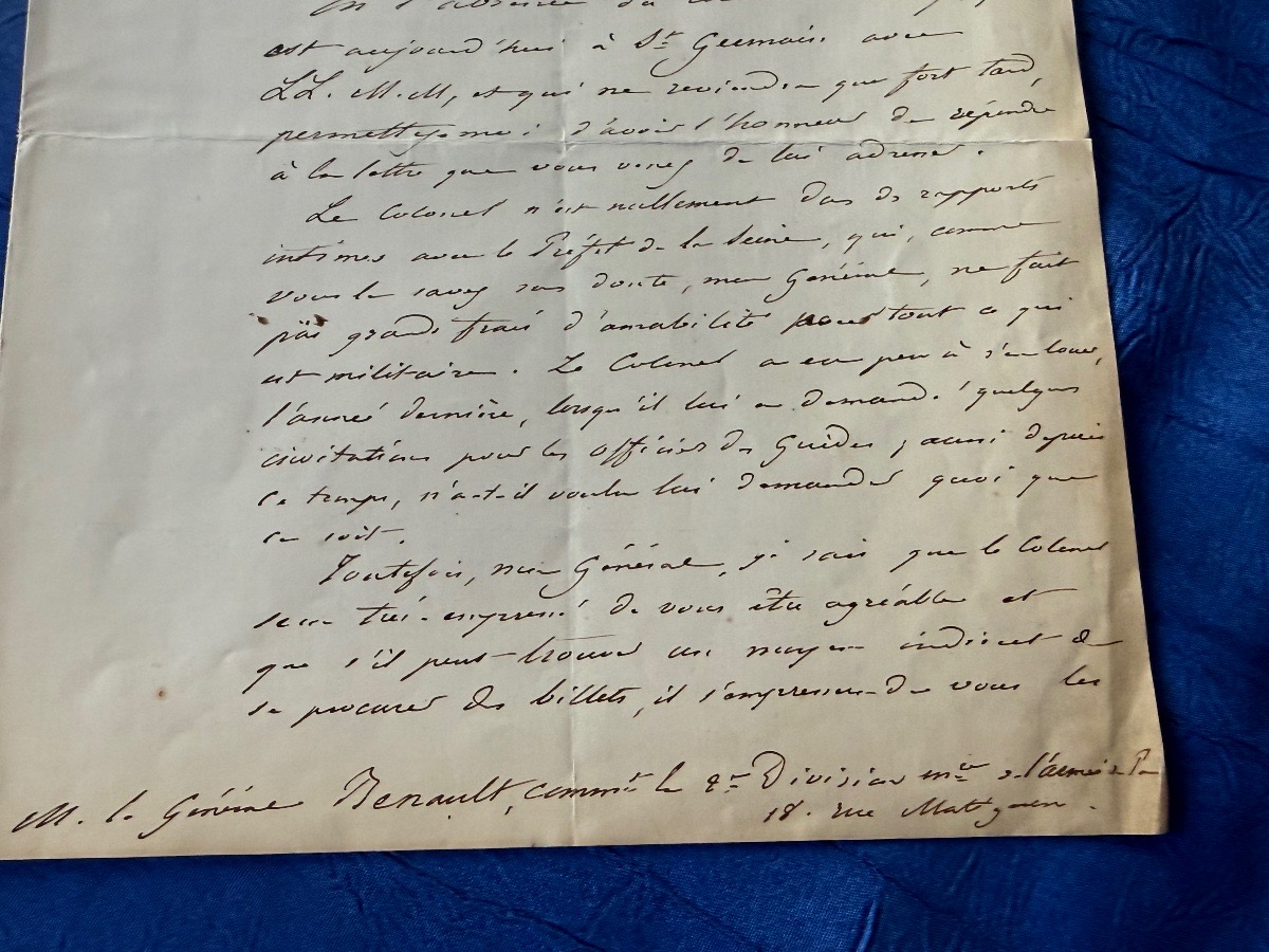 LETTRE DU CAPITAINE D'ÉTAT MAJOR  DU RÉGIMENT DES GUIDES DE LA GARDE IMPÉRIALE  NAPOLÉON  III -photo-3