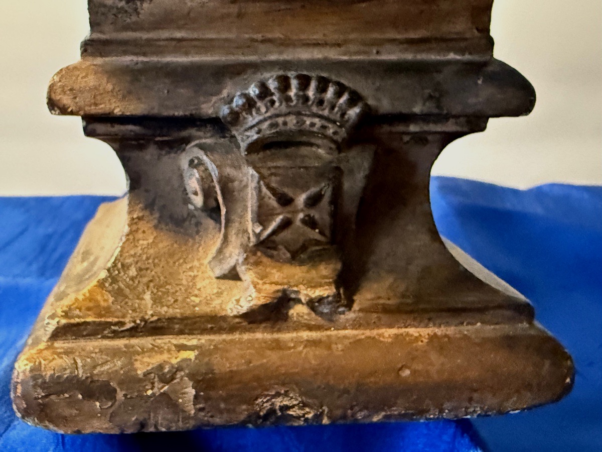 Patinated Plaster Busto Of Colonel Fleury, Commander Of The Imperial Guard Guides, 1852-photo-1