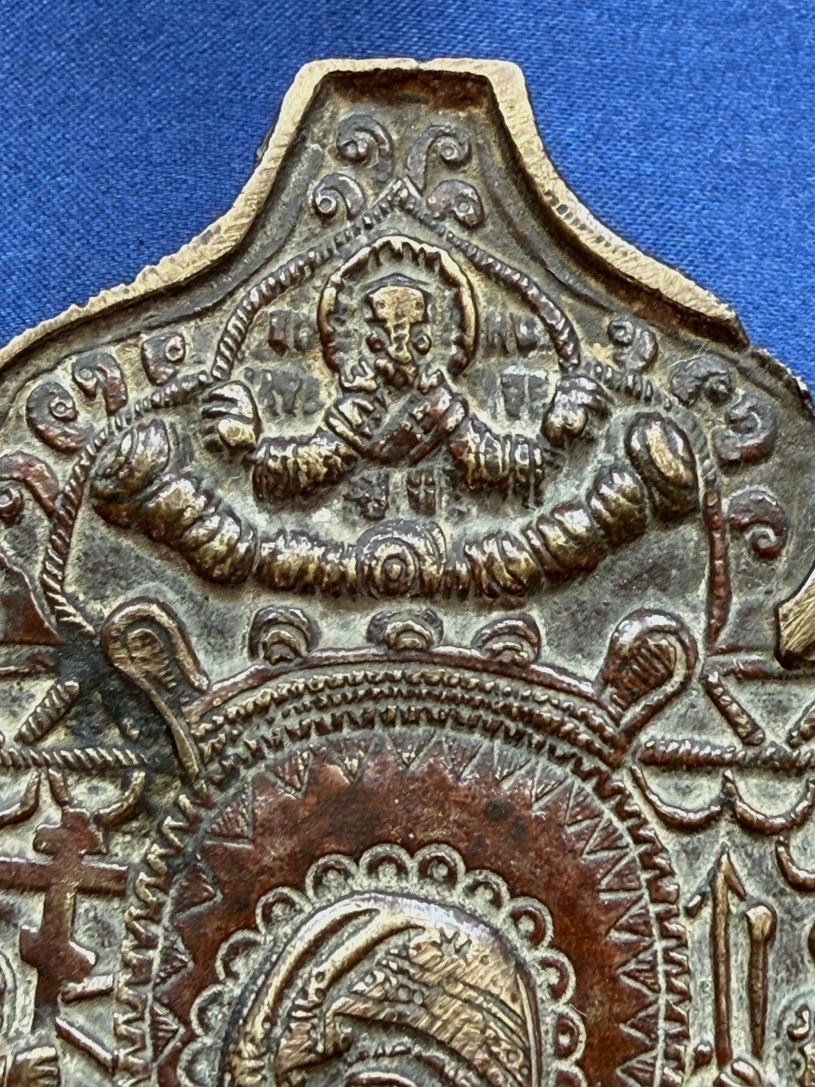 ICONE DE VOYAGE ORTHODOXE  AVEC LA VIERGE MARIE  DÉBUT  19 ÈME -photo-2