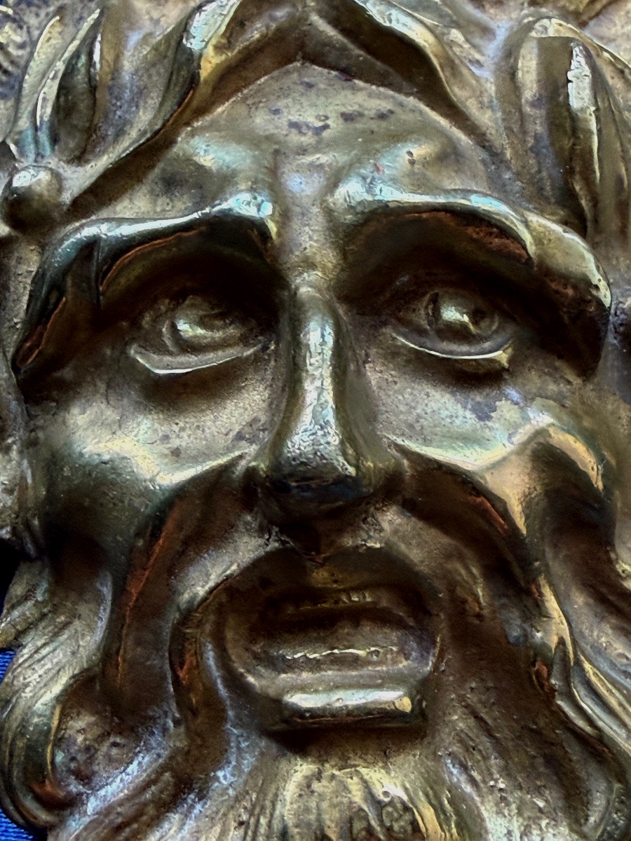 Gold-plated Bronze Grotesque Head, Empire Style, 19th Century -photo-2