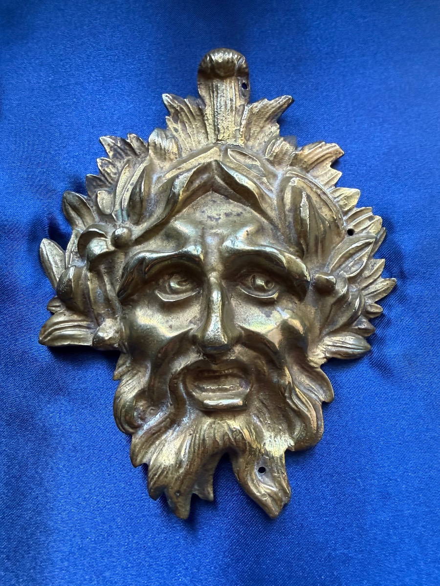 Gold-plated Bronze Grotesque Head, Empire Style, 19th Century -photo-4
