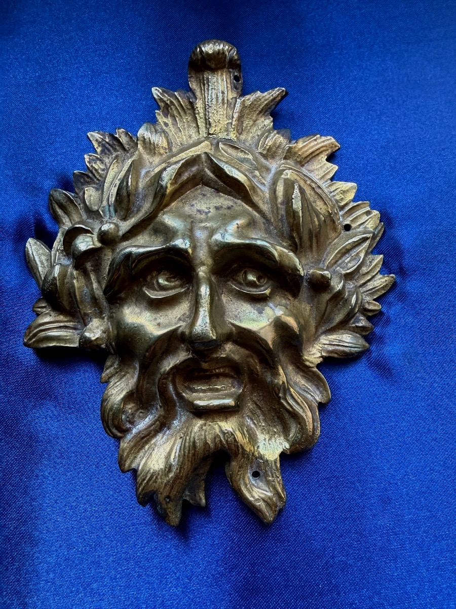 Gold-plated Bronze Grotesque Head, Empire Style, 19th Century -photo-1