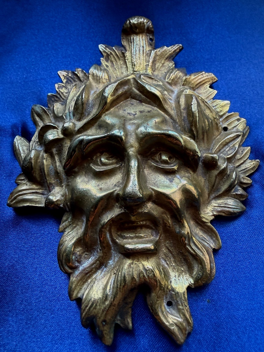 Gold-plated Bronze Grotesque Head, Empire Style, 19th Century 