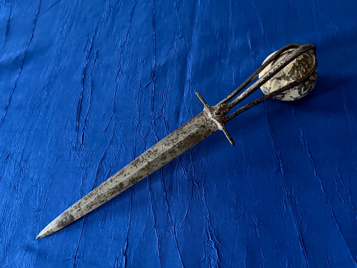 Skeleton Dagger With Snake Head, Trench Cleaner, By Caux, Hesdin, 1914–1918-photo-2