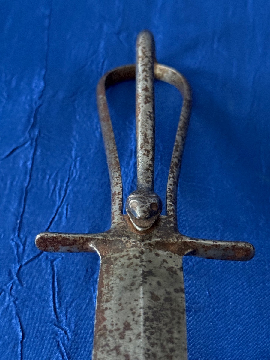 Skeleton Dagger With Snake Head, Trench Cleaner, By Caux, Hesdin, 1914–1918-photo-1