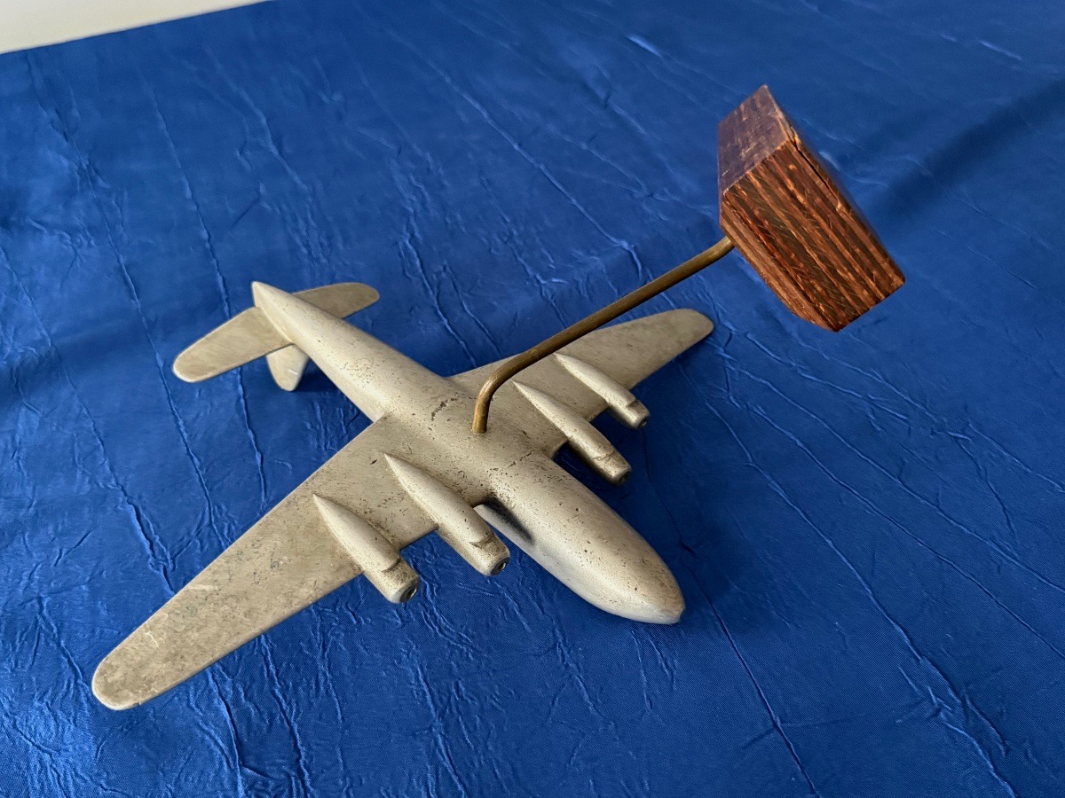 MAQUETTE D'AVION  D C6  EN FONTE D'ALU   DES ANNÉES 1950  20 ÈME -photo-1
