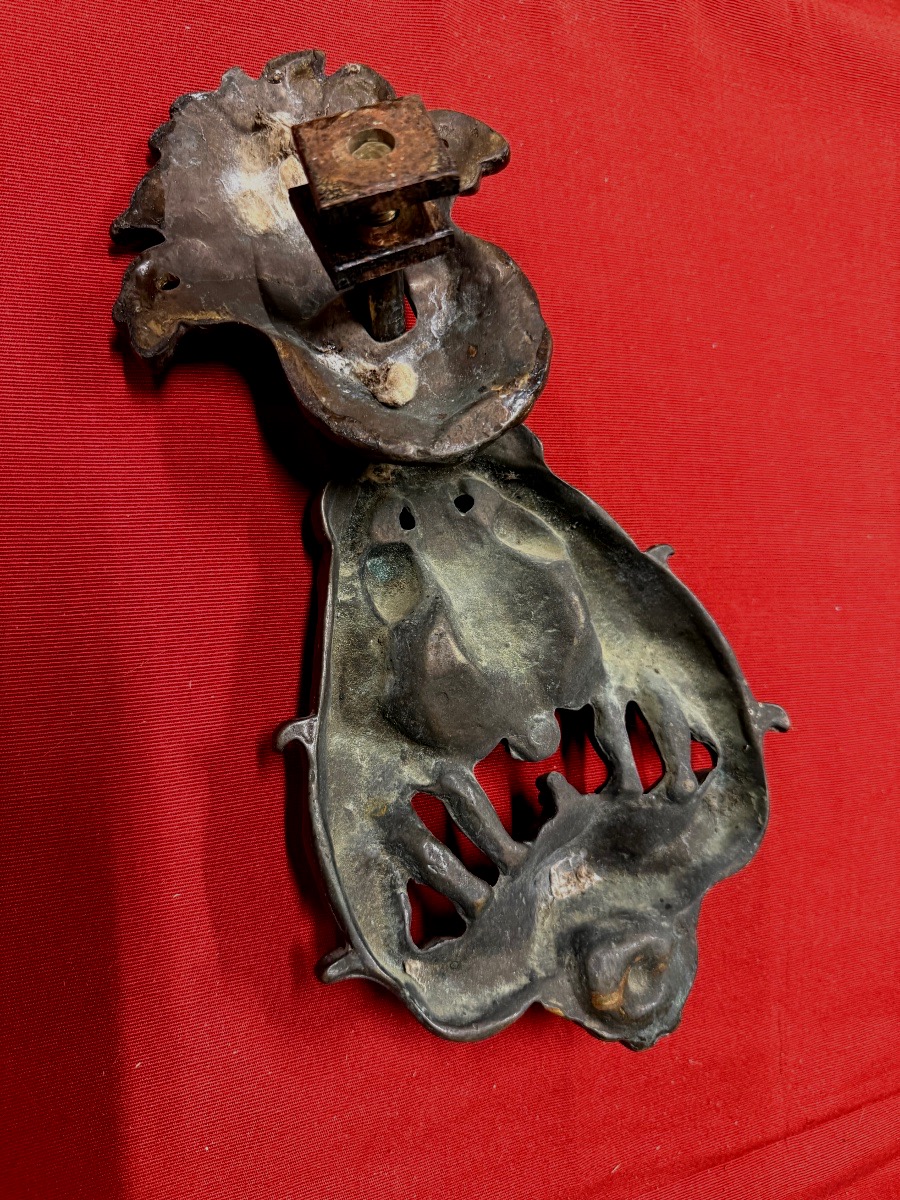  Large Door Knocker Featuring The Medici Coat Of Arms  Bronze  17th Century -photo-6