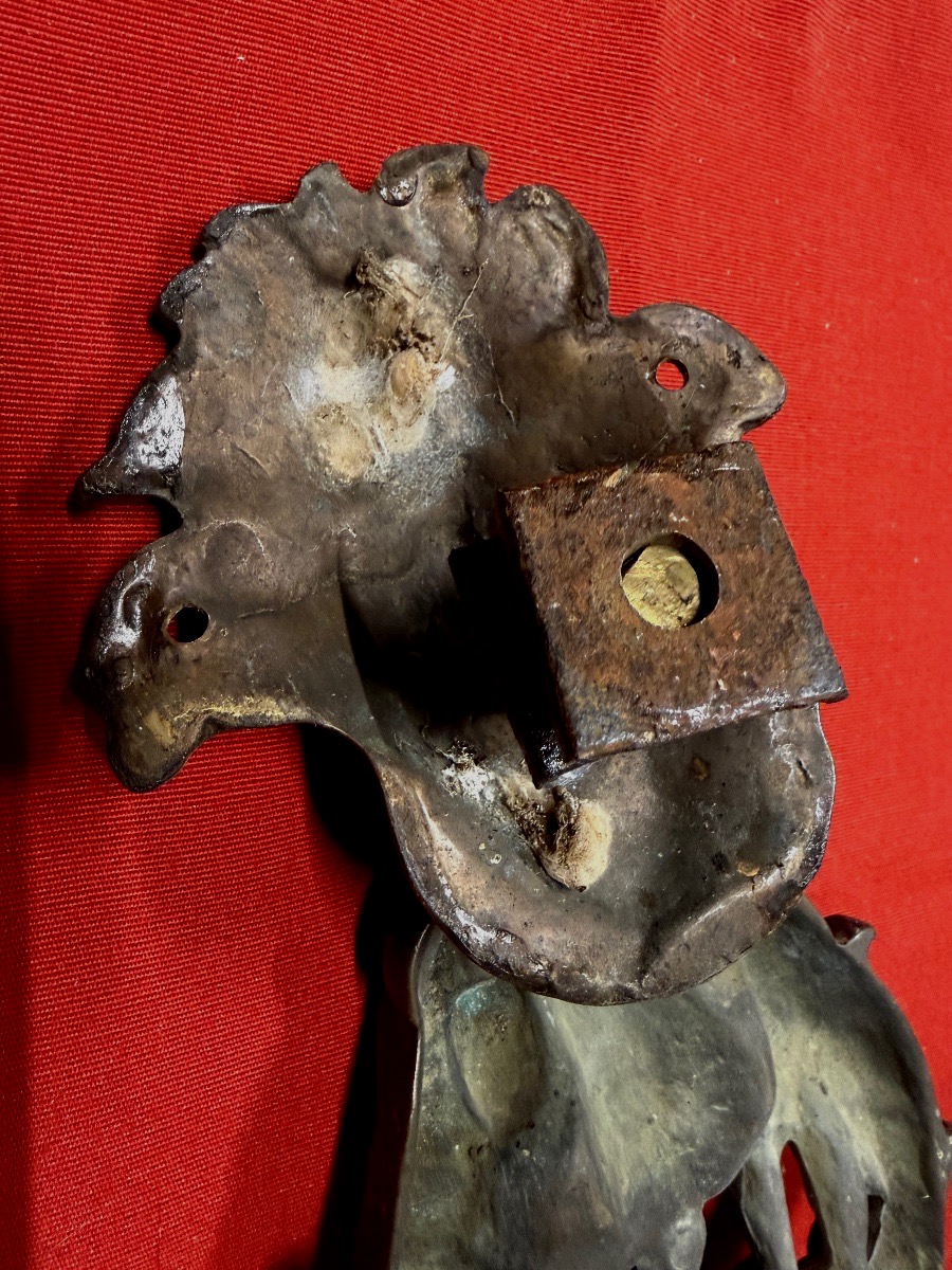  Large Door Knocker Featuring The Medici Coat Of Arms  Bronze  17th Century -photo-7