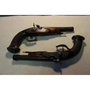 Pair Of Officer's Percussion Pistols L From The Manufacture Royale De Liège