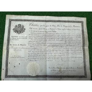 Brevet De Chevalier De l'Ordre Royal Et Militaire De Saint Louis  Par  Le Roi   Charles X 1825 