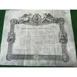 Certificate Of Officer Of The Royal Order Of The Legion Of Honor Charles X 1825