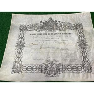 Patent Of Knight Of The Imperial Order Of The Legion Of Honor Napoleon III 1853 N° 6