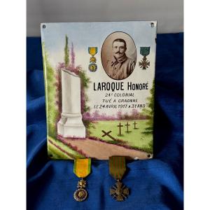 Grave Marker Of Soldier Laroque Honoré Killed At Craone In Aisne April 24, 1917 Ww 1