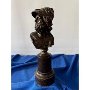 BUSTE EN BRONZE DE MÉNÉLAS ROI DE SPARTE GRAND TOUR CIRCA XVIIII ÈME SIÈCLE