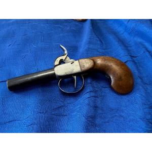 PISTOLET DE VOYAGE A PERCUSSION A COFFRE POUDRE NOIRE 19 ÈME