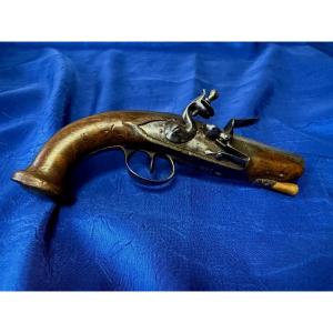 PETIT PISTOLET DE VOYAGE A SILEX FIN 18 ÈME