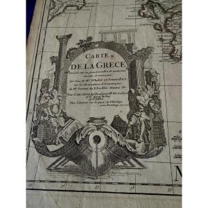 CARTE ANCIENNE DE LA GRÈCE PAR G. DE L'ISLE A PARIS SEPTEMBRE 1707 18 ÈME