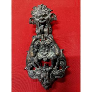 Large Door Knocker Featuring The Medici Coat Of Arms Bronze 17th Century
